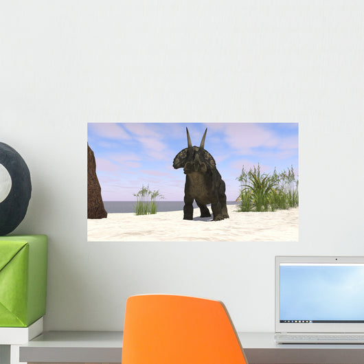 Triceratops Beach Wall Decal Design 2