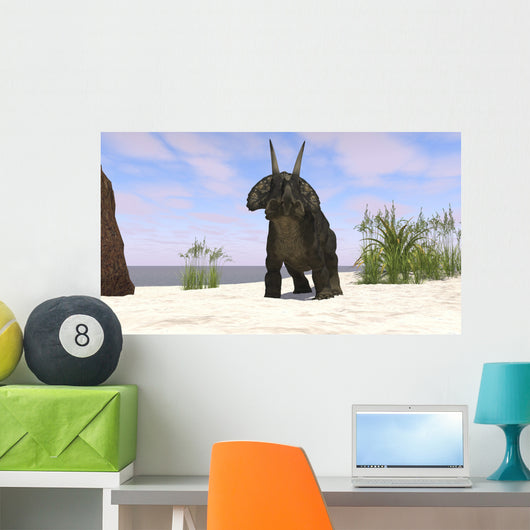 Triceratops Beach Wall Decal Design 2