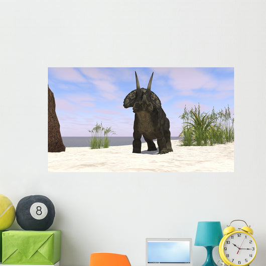 Triceratops Beach Wall Decal Design 2