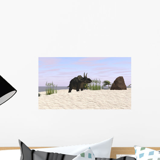 Triceratops Beach Wall Decal Design 1