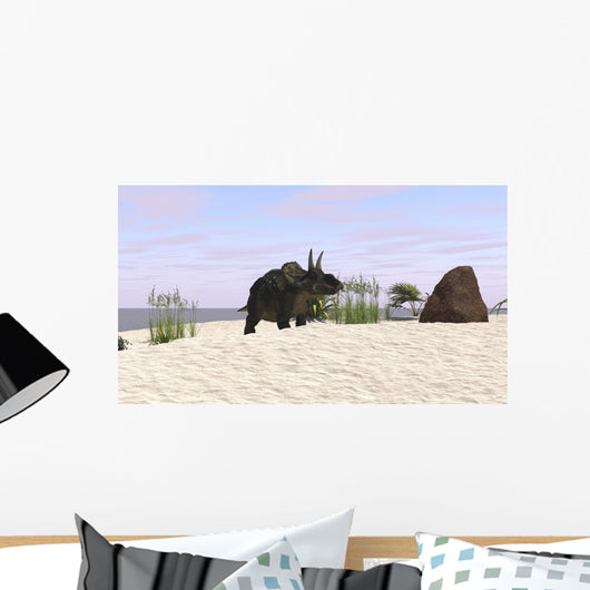 Triceratops Beach Wall Decal Design 1