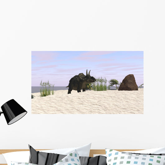 Triceratops Beach Wall Decal Design 1