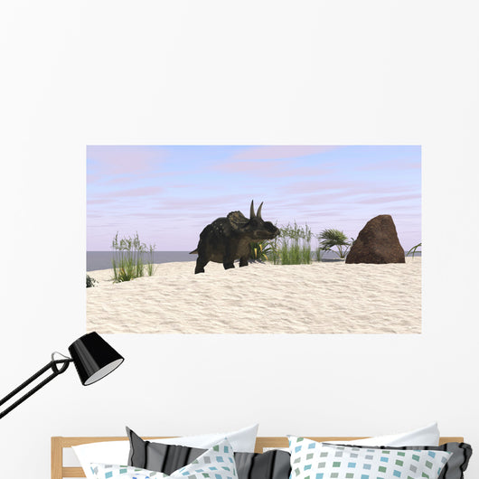 Triceratops Beach Wall Decal Design 1