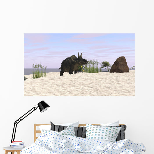 Triceratops Beach Wall Decal Design 1