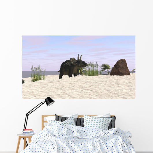 Triceratops Beach Wall Decal Design 1