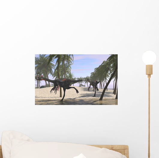 Two Gigantoraptors Running Wall Decal