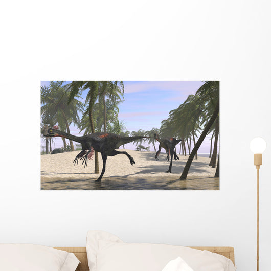 Two Gigantoraptors Running Wall Decal