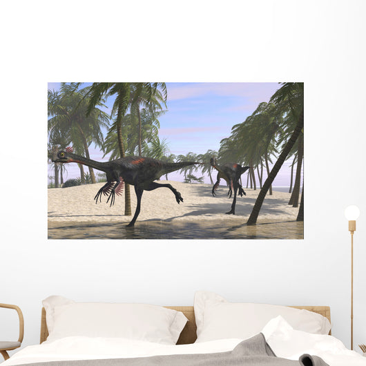 Two Gigantoraptors Running Wall Decal