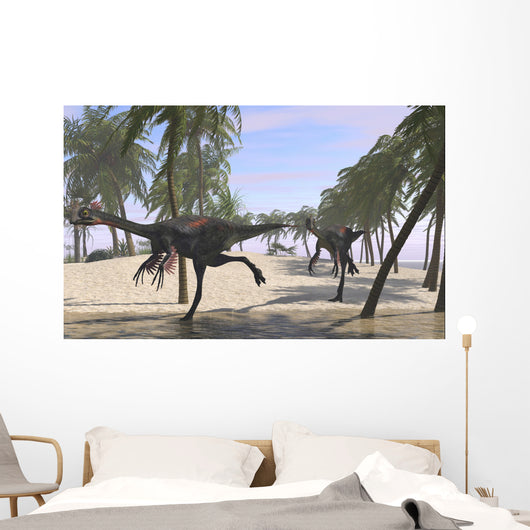 Two Gigantoraptors Running Wall Decal