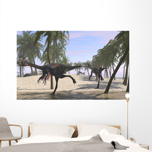 Two Gigantoraptors Running Wall Decal