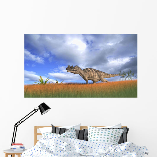 Ceratosaurus Hunting Prehistoric Grasslands Wall Decal Design 4