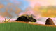 Triceratops Walking across Grassy Wall Decal Design 3