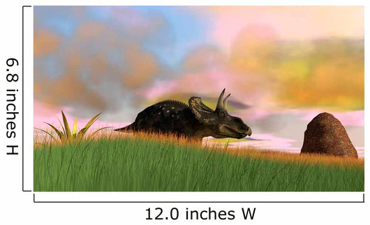 Triceratops Walking across Grassy Wall Decal Design 3