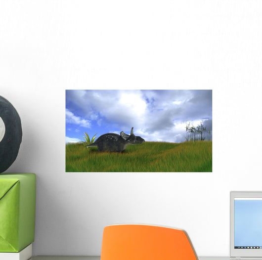 Triceratops Walking across Prehistoric Wall Decal