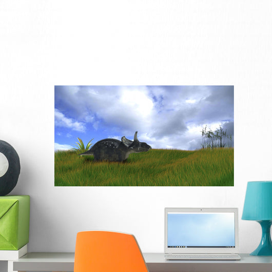 Triceratops Walking across Prehistoric Wall Decal