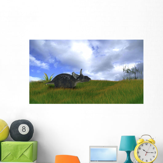 Triceratops Walking across Prehistoric Wall Decal