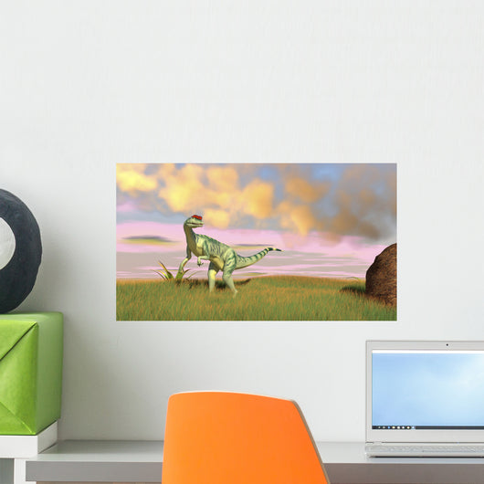 Dilophosaurus Hunting Open Field Wall Decal Design 2