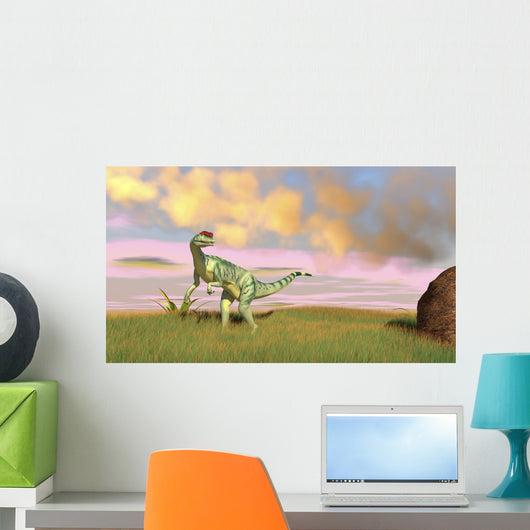 Dilophosaurus Hunting Open Field Wall Decal Design 2