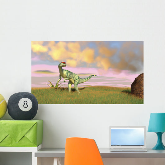 Dilophosaurus Hunting Open Field Wall Decal Design 2