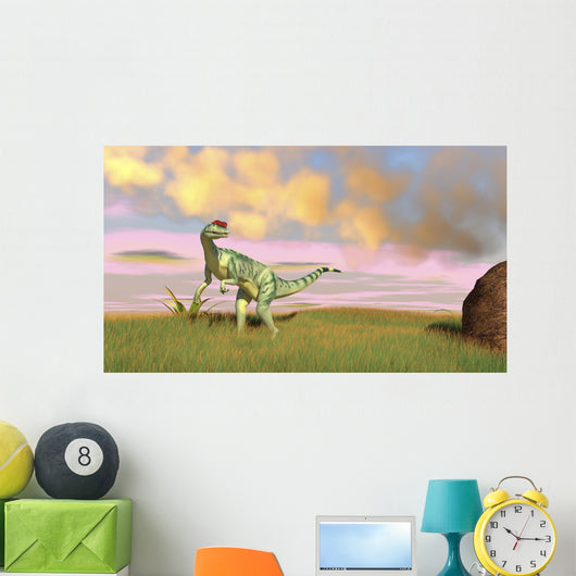 Dilophosaurus Hunting Open Field Wall Decal Design 2