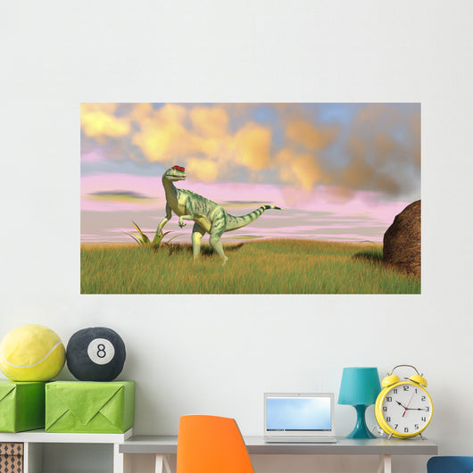 Dilophosaurus Hunting Open Field Wall Decal Design 2
