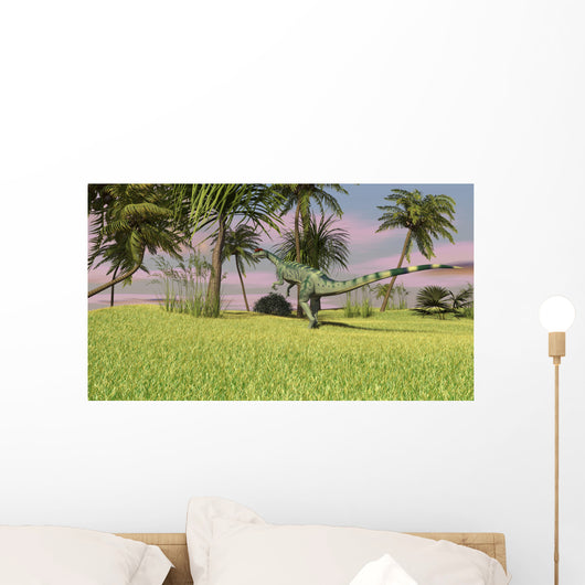 Dilophosaurus Hunting Open Field Wall Decal Design 1
