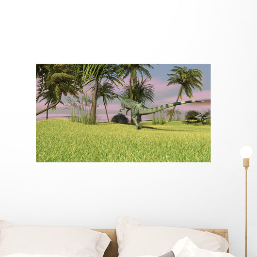 Dilophosaurus Hunting Open Field Wall Decal Design 1