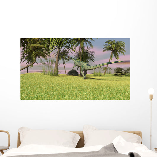 Dilophosaurus Hunting Open Field Wall Decal Design 1