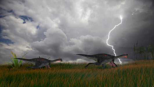 Two Gigantoraptors Running across Wall Decal Design 3