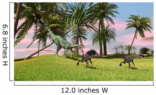 Dilophosaurus Chasing Two Gigantoraptors Wall Decal