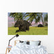 Triceratops Roaming Tropical Environment Wall Decal Design 1
