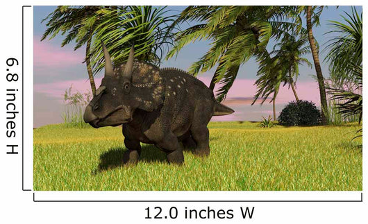 Triceratops Roaming Tropical Environment Wall Decal Design 1