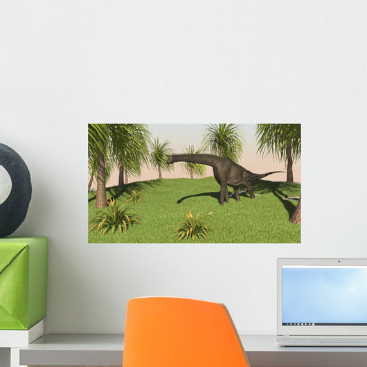 Large Brachiosaurus Grazing Grassy Wall Decal