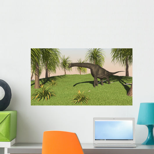 Large Brachiosaurus Grazing Grassy Wall Decal