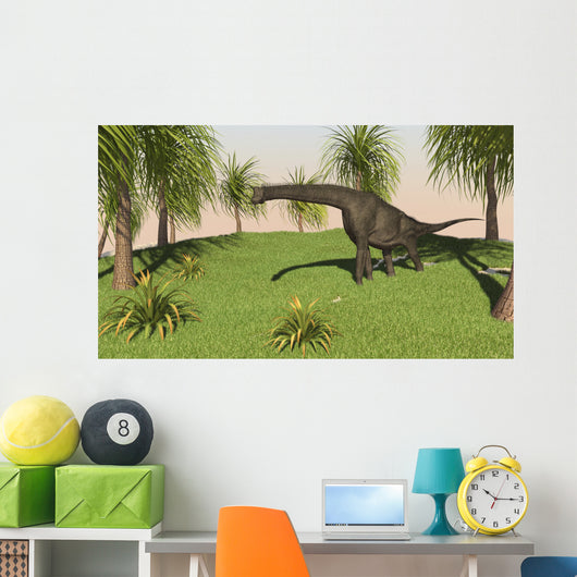 Large Brachiosaurus Grazing Grassy Wall Decal