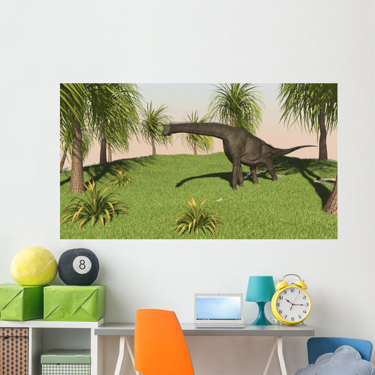 Large Brachiosaurus Grazing Grassy Wall Decal