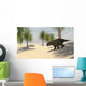 Triceratops Walking Tropical Environment Wall Decal Design 3