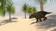 Triceratops Walking Tropical Environment Wall Decal Design 3