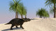 Triceratops Walking Tropical Environment Wall Decal Design 1