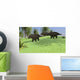 Three Triceratops Walking across Wall Decal