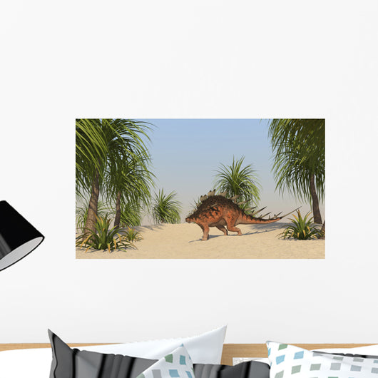 Kentrosaurus Walking Tropical Environment Wall Decal Design 2