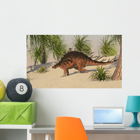 Kentrosaurus Walking Tropical Environment Wall Decal Design 1