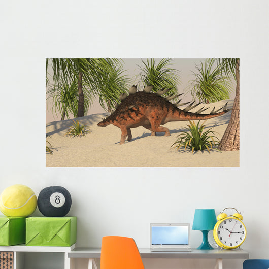 Kentrosaurus Walking Tropical Environment Wall Decal Design 1