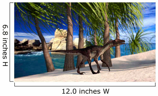Utahraptor Walking along Shore Wall Decal
