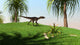 Utahraptor Walking across Grassy Wall Decal Design 2