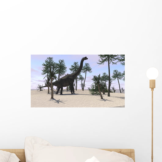 Large Brachiosaurus Tropical Environment Wall Decal Design 2