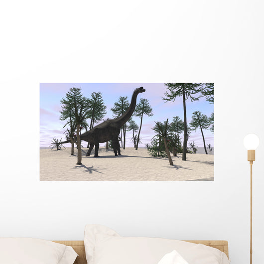 Large Brachiosaurus Tropical Environment Wall Decal Design 2