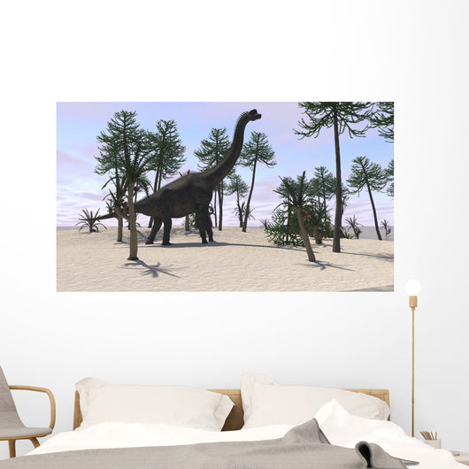 Large Brachiosaurus Tropical Environment Wall Decal Design 2