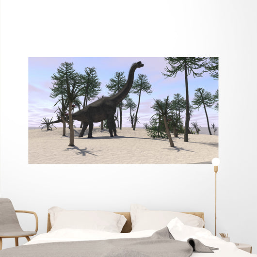 Large Brachiosaurus Tropical Environment Wall Decal Design 2