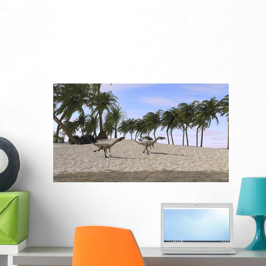 Two Coelophysis Running towards Wall Decal